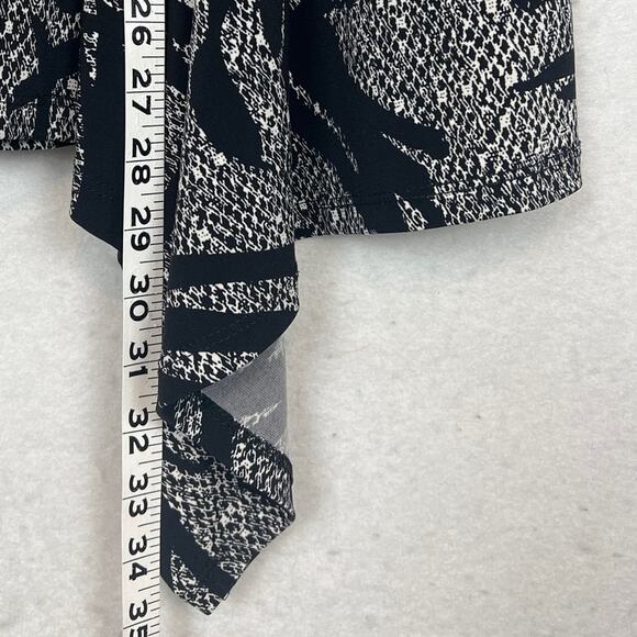 Clara Sun Woo Cardigan Black White Tropical Print SZ L Lightweight Sophisticated - Picture 6 of 9